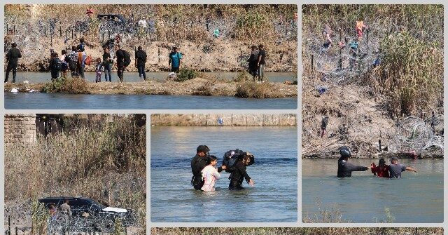 Photos Show Migrants Forcing Way Through Texas Border Barriers