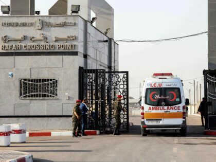 A ambulance crosses into Egypt through the Rafah border crossing in the southern Gaza Stri