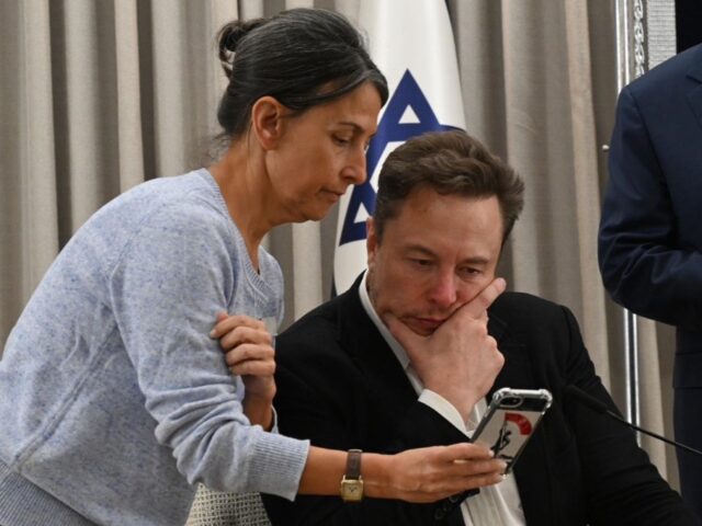 Rachel Goldberg-Polin, mother of Hersh Goldberg-Polin, shows Elon Musk footage of her son&