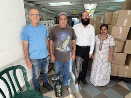 Ofakim soup kitchen staff: Faraj, Motti, Schneur, Julie; Ofakim, Israel, November 16, 2023