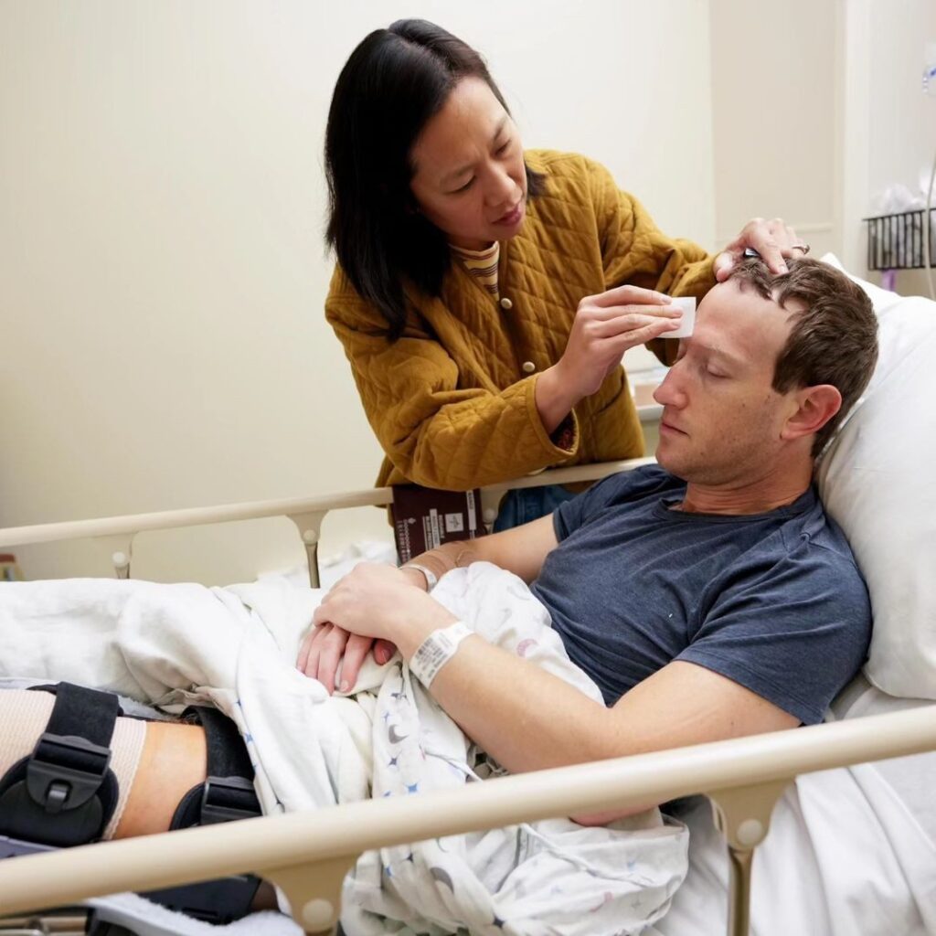 Mark Zuckerberg and his wife are in the hospital after a knee injury (Mark Zuckerberg/Instagram)