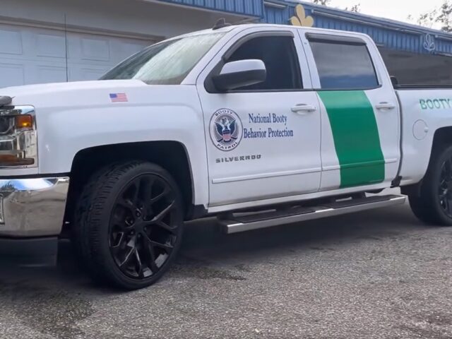 A Florida teen has been cited for "impersonating a police officer" while driving his truck decked out to look like a Border Patrol vehicle, besides one minor detail — it actually says "Booty Patrol."