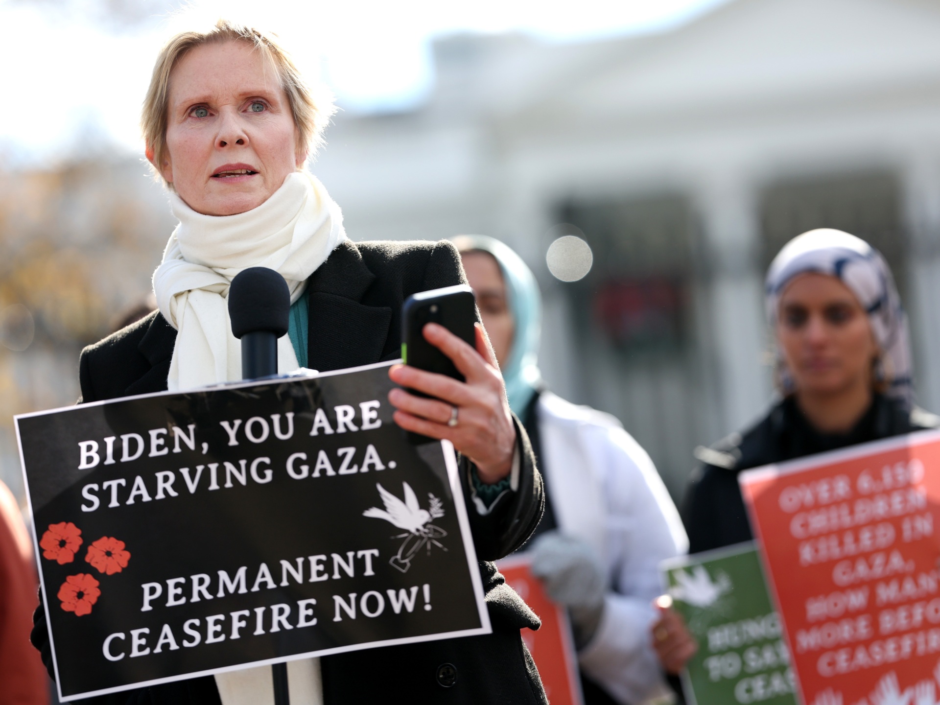 'Sex and the City' Star Cynthia Nixon Joins Hunger Strike Outside White House Demanding Permanent Gaza Ceasefire - Vimarsana News