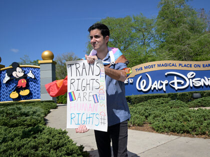 Disney cast member Nicholas Maldonado participates in an employee walkout at Walt Disney W
