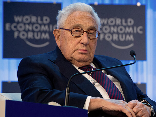 Former US secretary of state Henry Kissinger attends a a session of the World Economic For
