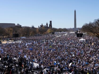 WASHINGTON, DC - NOVEMBER 14: Thousands of people attend the March for Israel on the Natio