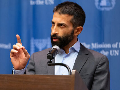 NEW YORK, NEW YORK - NOVEMBER 20: Mosab Hassan Yousef speaks at a screening of uncensored footage from the October 7th massacre in Israel by Hamas terrorists at United Nations on November 20, 2023 in New York City. (Photo by Noam Galai/Getty Images)
