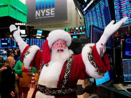 Santa Claus is seen at the New York Stock Exchange on December 5, 2019, in New York. (Bryan R. Smith/AFP via Getty Images)