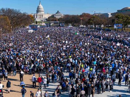 People attend the March for Israel rally Tuesday, Nov. 14, 2023, on the National Mall in W
