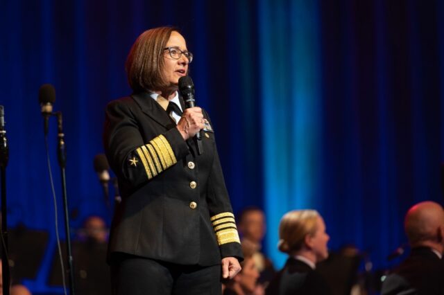 Admiral Lisa Franchetti -- pictured speaking in Washington, DC on October 7, 2022 -- has b