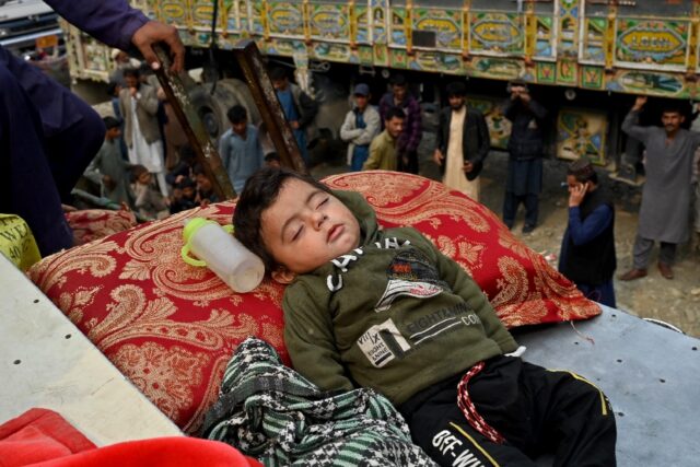 Afghan families fleeing deportation in Pakistan have waited for days after crossing the bo