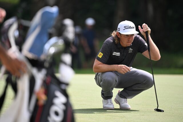 Australia's Cameron Smith lines up a shot on day one of the Hong Kong Open