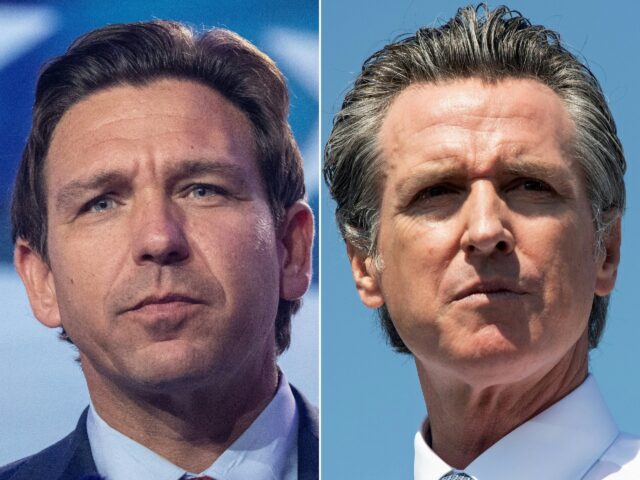 Florida governor and 2024 presidential hopeful Ron DeSantis (left) has been trading barbs