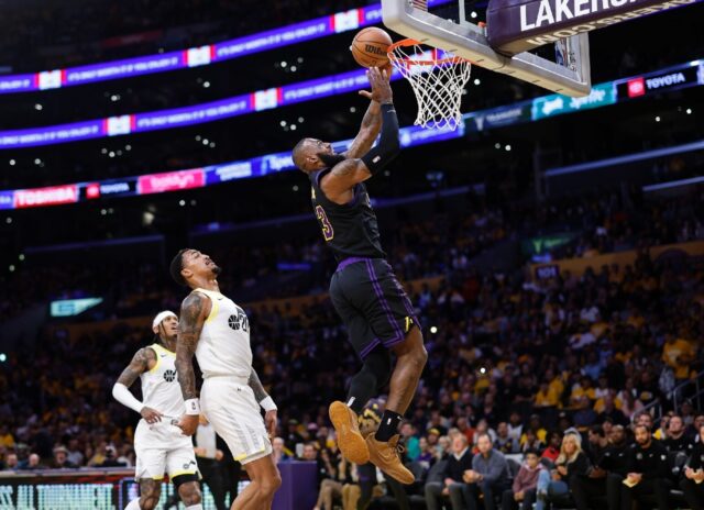 LeBron James passed 39,000 points as the Los Angeles Lakers swatted aside Utah to reach th
