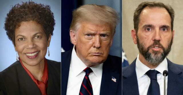 From left: Judge Tanya Chutkan, former president Donald Trump and special counsel Jack Smi