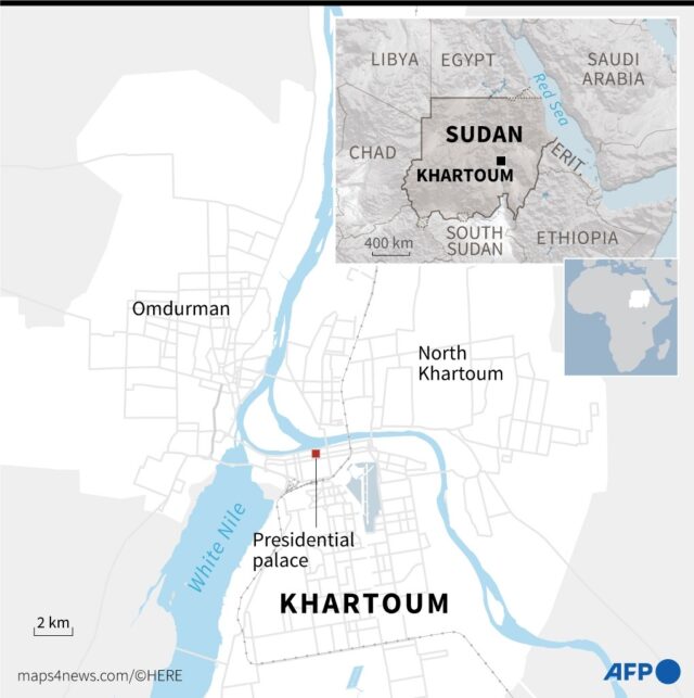 Map of the Sudanese capital of Khartoum, and its suburb Omdurman