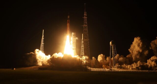 NASA's Artemis 1 Space Launch System launches at NASA's Kennedy Space Center in November 2