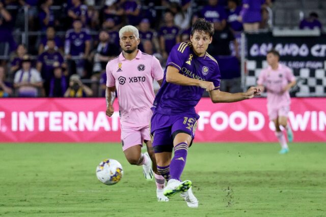 Orlando City's Argentine defender Rodrigo Schlegel was sent off in his team's 2-0 playoff