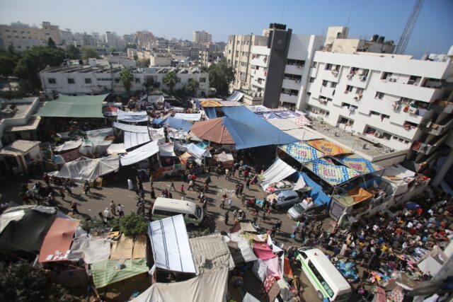 People seek shelter at the Al-Shifa hospital in Gaza City on November 7, 2023