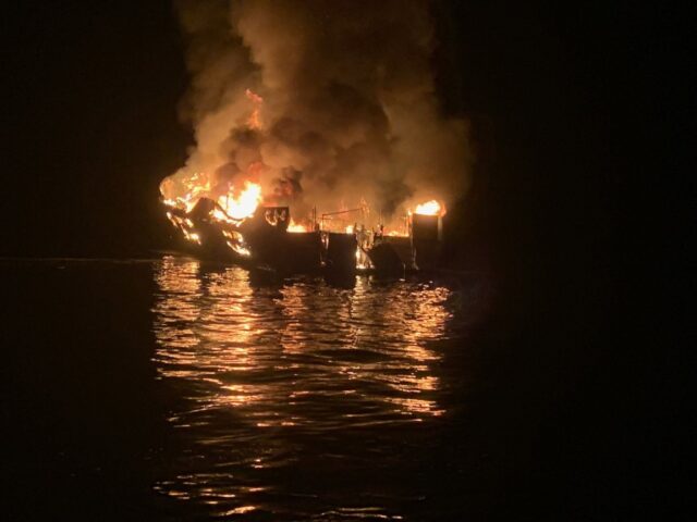 A photograph provided by the Santa Barbara Fire Department shows the dive ship Conception