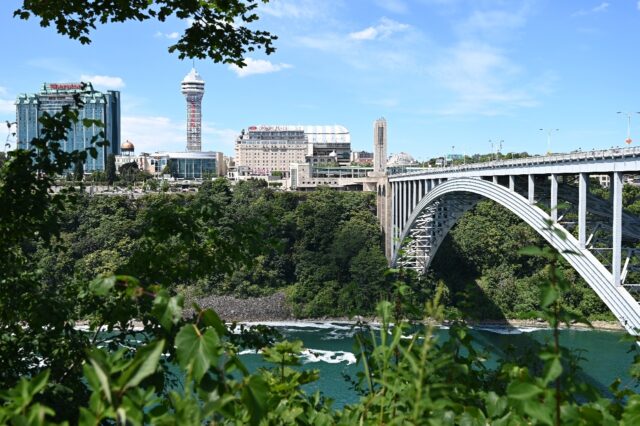 The Rainbow Bridge, pictured on August 13, 2022, crosses from the United States into Canad
