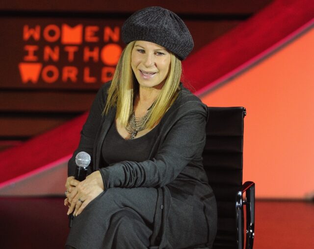 Singer Barbra Streisand speaks on stage during the Women in the World Summit held In New Y