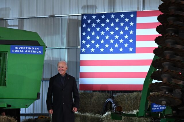 US President Joe Biden arrives to pitch his agenda on the economy in Northfield, Minnesota