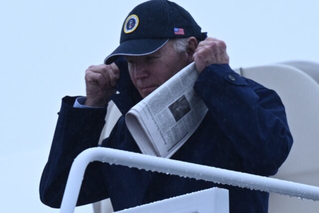 US President Joe Biden disembarks Air Force One at Joint Base Andrews near Washington afte
