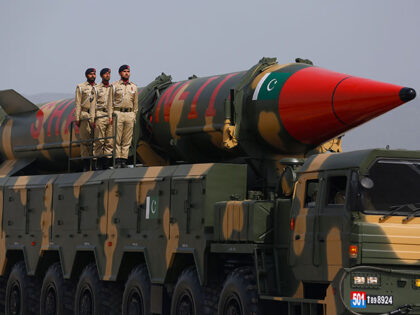 A Pakistani-made Shaheen-III missile, that is capable of carrying nuclear warheads, are di