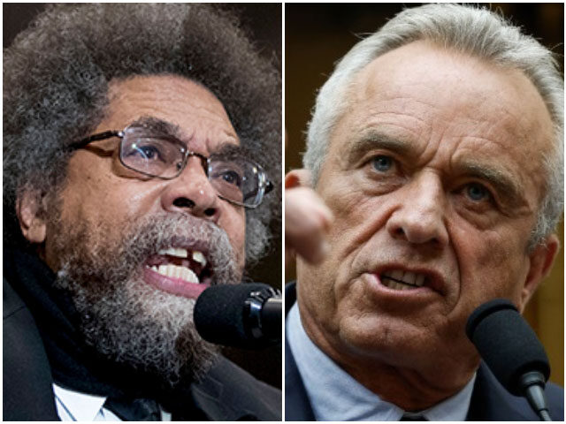 Harvard Professor Cornel West speaks at a campaign rally for Democratic presidential candi