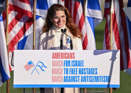 WASHINGTON, DC - NOVEMBER 14: Debra Messing speaks during 'March For Israel' at