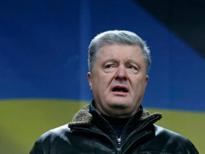 Former Ukrainian President Petro Poroshenko attends a rally called 'Red Lines' for President Volodymyr Zelensky, on the Independence Square in Kyiv, Ukraine, on 08 December, 2019. On the eve of the Normandy Four leaders summit in Paris, Ukrainians held a rally to announced so-called the 'red lines' for Ukrainian President …