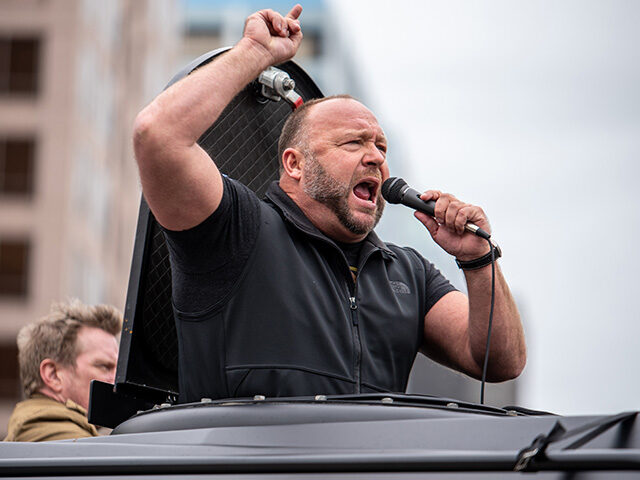 Infowars host Alex Jones arrives at the Texas State Capital building on April 18, 2020 in