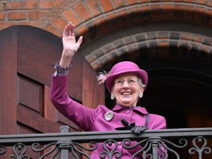 COPENHAGEN, DENMARK - NOVEMBER 12: Queen Margrethe II of Denmark waves to the audience fro