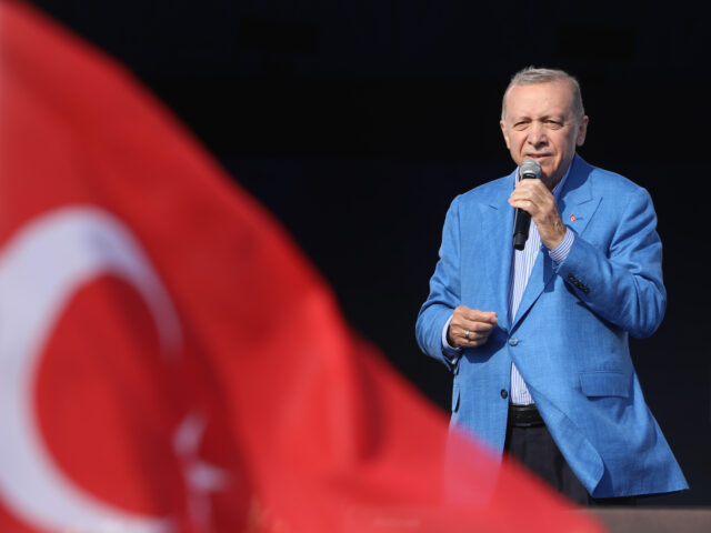 ISTANBUL, TURKIYE- MAY 7: Turkish President and AK Party Chairman Recep Tayyip Erdogan add