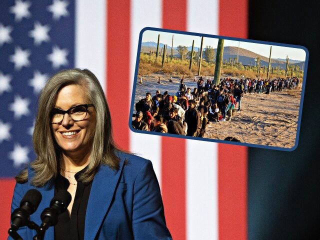 TEMPE, ARIZONA - SEPTEMBER 28: Arizona Gov. Katie Hobbs gives a brief speech prior to Pres