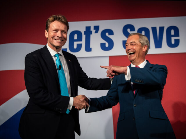 LONDON, ENGLAND - OCTOBER 7: (L-R) Reform Party leader, Richard Tice, and founding member,