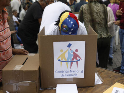 CARACAS, VENEZUELA - OCTOBER 22: People vote during the Venezuelan opposition primary elec