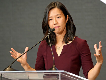 Mayor Michelle Wu speaks during the grand opening of Northeastern Universitys EXP Complex.