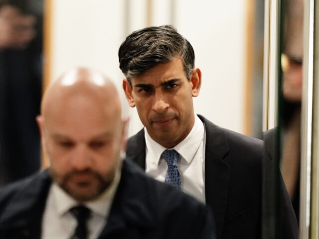 Prime Minister Rishi Sunak leaves Dorland House in London after giving evidence to the UK