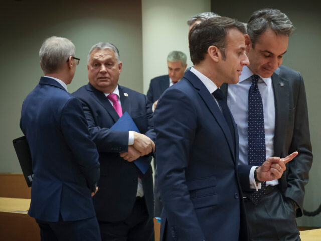 Prime Minister of Hungary Viktor Orbán as seen talking with the Prime Minister of Bulgari