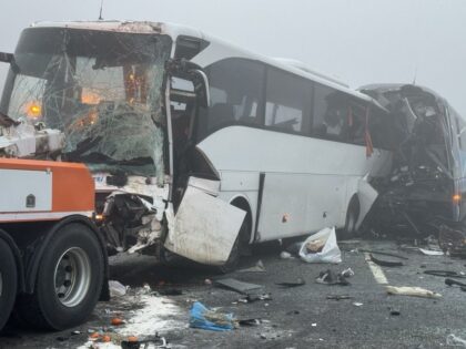 SAKARYA, TURKIYE - DECEMBER 28: A view of a chain accident at the Northern Marmara Motorwa
