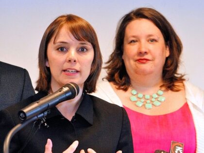 Shenna Bellows, executive director, ACLU of Maine, left, and Rep. Diane Russell (D-Portlan