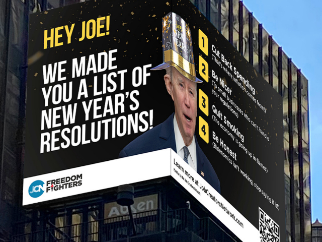 Job Creators Network Times Square Billboard Lists New Year's Resolutions for Joe Biden to Help Small Businesses - Vimarsana News