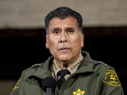 Sheriff Robert Luna of the Los Angeles Sheriff’s Department holds a press conference out