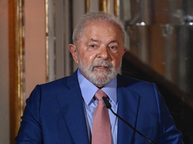 The President of Brazil Luiz Inácio Lula da Silva delivers remarks during the ceremony of