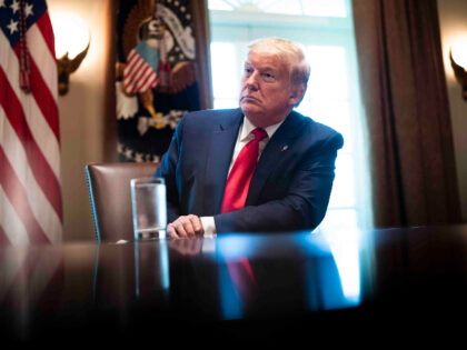 WASHINGTON, DC - APRIL 03: U.S. President Donald Trump listens during a roundtable meeting with energy sector CEOs in the Cabinet Room of the White House April 3, 2020 in Washington, DC. Oil companies have been negatively impacted by both the effects of coronavirus and from foreign pressures caused by …