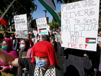 Long Beach, CA - Cal State Long Beach students hold a campus rally in support of of Palest