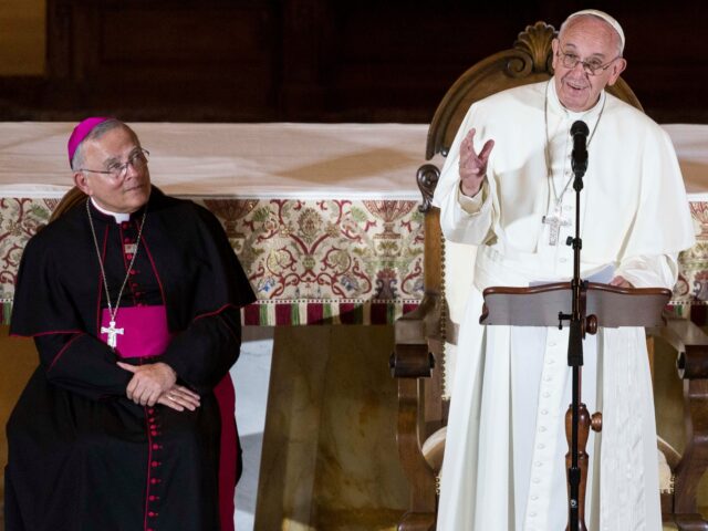 WYNNEWOOD, PA - SEPTEMBER 27: Pope Francis speaks to international bishops at Saint Charle