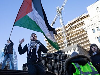 Demonstrators in support of Palestinians hold a rally to call for a ceasefire, at Dorchest